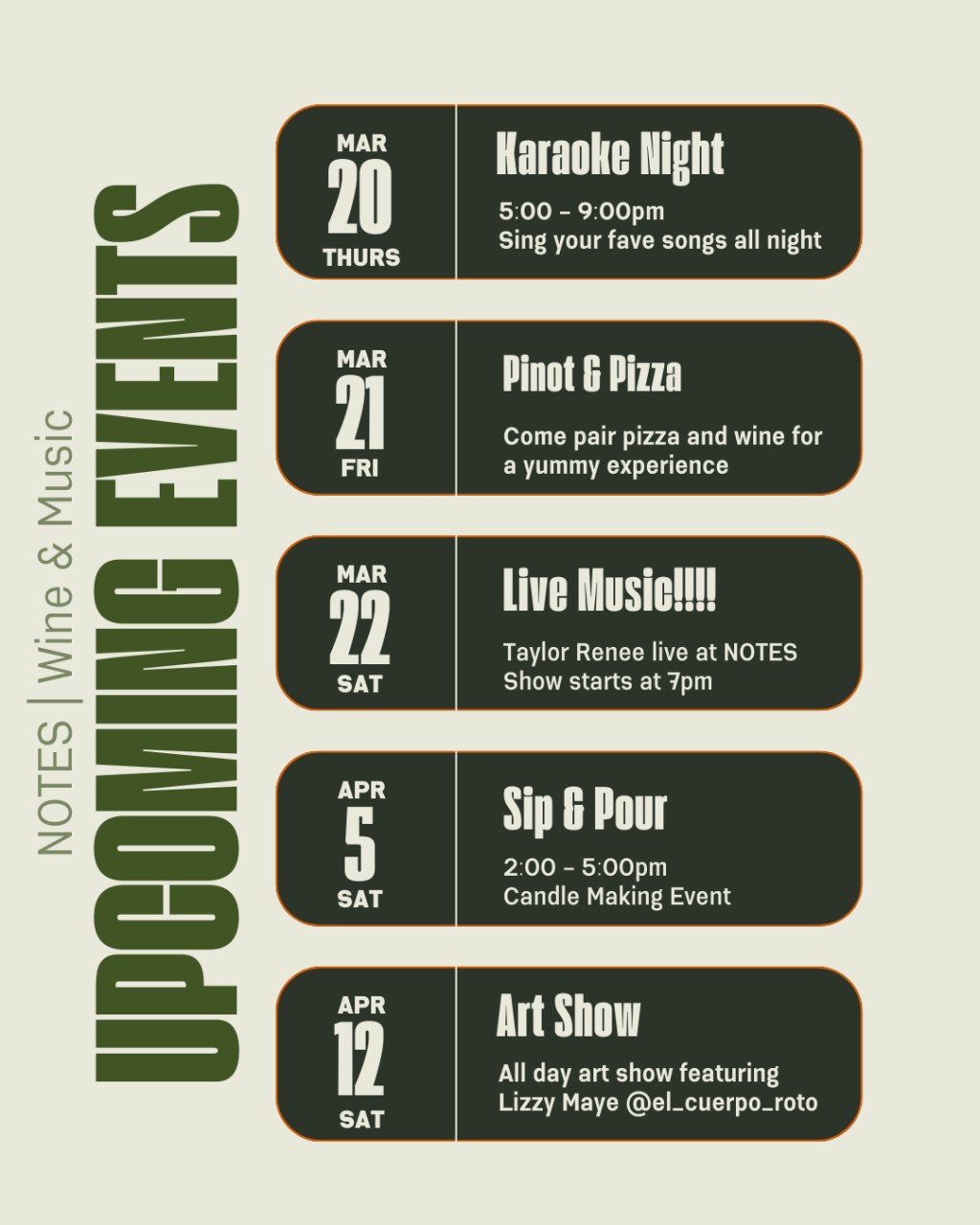 🎉New Events Page, Wine Pairings, and Live Music This&nbsp;Week!